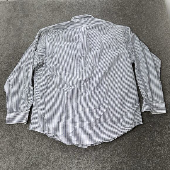 Ralph‎ Lauren Blaire XL Shirt Blue White Stripe Cotton Button Down Long Sleeve - Picture 5 of 7